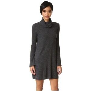 Madewell Ribbed Wool & Alpaca Turtleneck Sweater Dress Bell Sleeve Grey‎ Gray L